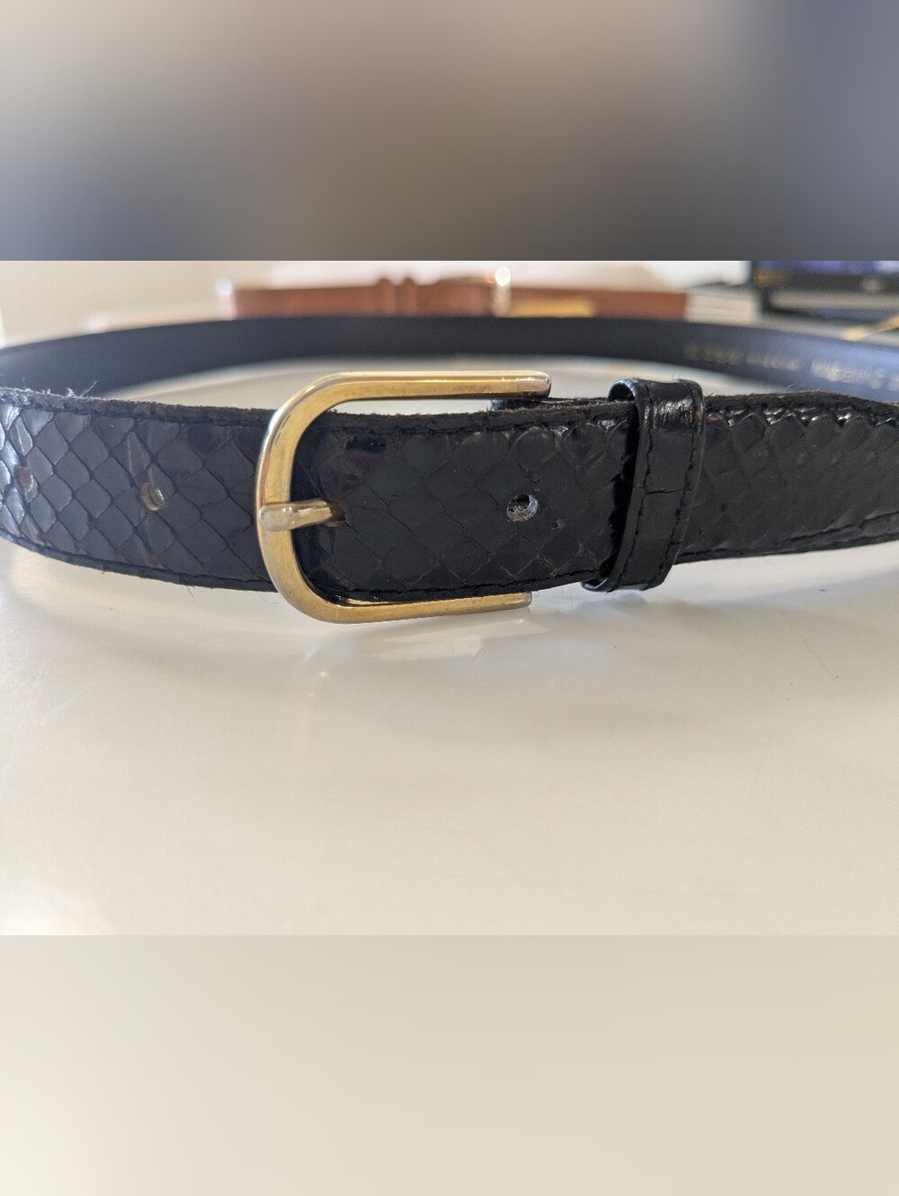 Vintage Foley's genuine snakeskin belt (black, ~size 33)